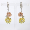 Great 925 Silver Flower Design Earrings with white Cubic Zirconia Stones