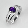Enchanting 925 Silver Ring with Dark purple Amethyst, Size 9 (Ø19 mm)