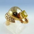 Hübscher 925 Silber Elefanten Ring mit gelbem Afrika Saphir & Spinell  GR 57