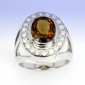 Prächtiger 925 Silber Ring mit Brasilien Cognac Quarz  GR 59  (Ø18,8 mm)