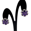 925 Silver Flower Earrings with genuine Amethyst Gemstones
