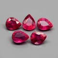 2.06 ct. 5 piece enchanting Top Red 5 x 4 mm Pear Facet Mozambique Ruby 