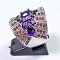Bild 2 von Excellent 925 Silver Ring with Uruguay Amethyst, Ruby & Sapphire Gemstones