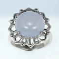Eleganter 925 Silber Ring mit echtem 10.11 ct. Afrika Chalcedon GR 59