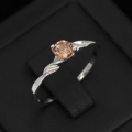 Tender 925 Silver Ring with Pink Champagne Tanzania Zircon, GR 58.5 (Ø 18.5 mm)