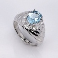 Sehr schöner 925 Silber Ring mit echtem 2.18 ct. Sky Blue Topas  GR 56