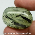 88.90ct. Prachtvoller 34x24mm Nigeria Prehnit mit Turmalin Rutilnadeln Einschl.