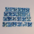 Bild 1 von 5.75 ct! 24 Stück blaue Prinzess  3x3 mm  Kambodscha Zirkone. Schöne Farbe!