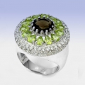 Excellent 925 Silver Ring with Pakistan Peridot Gemstones SZ 9 (Ø 19 mm)