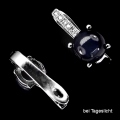 Bild 2 von Fine 925 Silver Earrings with genuine Dark Blue Star Sapphire Gems