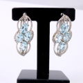 Fascinating Pair of 925 Silver Earrings with genuine Sky Blue Topaz Gemstones