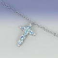 Feines 925 Silber Kreuz Armband mit echten Sky Blue Topas Edelsteinen, 200 mm