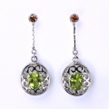 Bild 1 von 925 Silber Ohrstecker mit Peridot & Spessartin Granat Edelsteinen