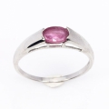 Fine 925 Silver Ring with Pink Red Mozambique Ruby, SZ 7 (Ø 17,5 mm)