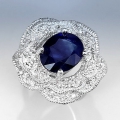 Wunderschöner 925 Silber Ring mit echtem Royalblauen Afrika Saphir GR 56,5