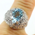 Bild 3 von 925 Silber Ring mit echtem 12 x 7 mm Sky- Blue Topas Tropfen,  GR 52 (Ø16,5 mm)