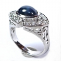 Bild 3 von 925 silver Ring with Blue Star Sapphire, SZ 8.5 (Ø 18.5 mm)