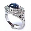 Bild 3 von 925 Silber Ring mit Blue Star Stern Saphir, GR 58,5 (Ø 18,5 mm)