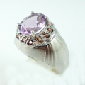 Bild 2 von 925 Silber Ring mit Brasilien Amethyst & Tansania Zirkone GR 54,5 (Ø17,5 mm)