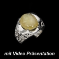 Schöner 925 Silber Ring besetzt mit einem Beige- Gelben 6.16 ct. Afrika Saphir