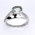 Bild 2 von Pretty 925 Silver Ring with green Brazil Amethyst SZ 8.75 (Ø18.8 mm)