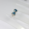 Bild 4 von Noble 925 Silver Ring with 2 London Blue Topaz Hearts, SZ 6 (Ø 16.5 mm)