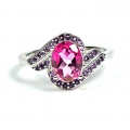 Fine 925 Silver Ring with Sweat Pink Topaz, Size 8 (Ø 18 mm)