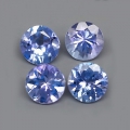 1.01 ct.  4 Stück schöne runde 3.8 - 4.0 mm Tansanit / Tanzanite Edelsteine