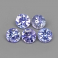 1.23 ct. 5 Stück runde Medium Blau Violette 3.8 mm Tansanit / Tanzanite Edelst.