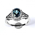 Bild 2 von Zarter 925 Silber Ring mit Brasilien London Blue Topas, GR 52 (Ø 16,5 mm)