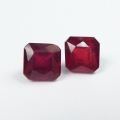 Bild 1 von 2.70 ct. Feines Paar Blutrote 6 x 6 mm Mosambik Oktagon Rubine