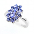 925 Silver Ring with genuine Blue Violet Tanzanite Gemstones SZ 7 (Ø 17.5 mm)