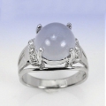 925 Silber Ring mit Hellblauem 10 mm Afrika Chalcedon, GR 53 (Ø 16,8 mm)