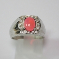 Toller 925 Silber Ring mit echtem Pink 8 x 6 mm Pink Äthiopien Opal GR 55