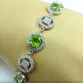 Attraktives 925 Silber Armband mit echten Pakistan Peridot  Edelsteinen