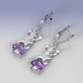 Tolles Paar 925 Silber Frosch Ohrstecker mit Brasilien Amethyst Edelsteinen