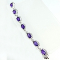 Fine 925 Silver Bracelet with Intensive Violet Uruguay Amethyst Gemstones
