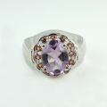 Bild 3 von 925 Silber Ring mit Brasilien Amethyst & Tansania Zirkone GR 54,5 (Ø17,5 mm)