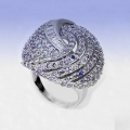 Prächtiger 925 Silber Ring mit echten Brillantschliff Tansanit Edelst.  GR 63,5