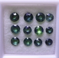 Bild 1 von 4.02 ct . 12 Stück blaugrüne runde 3.2 bis 4 mm Saphire