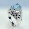 925 Silber Ring mit echtem 12 x 7 mm Sky- Blue Topas Tropfen,  GR 52 (Ø16,5 mm)