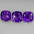 16.87 ct 3 pieces natural 12 x 12 mm Uruguay Cushion Amethyst
