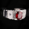 925 Silver Ring with oval 8 x 6mm Mozambique Ruby, Size 8 (18mm)