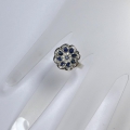 Bild 4 von 925 Silver Ring with dark Blue Africa Sapphire Gemstones, SZ 7 (Ø 17.5 mm)