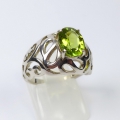 925 Silber Vintage Style Ring mit 8 x 6 mm Pakistan Peridot, Größe 56(Ø 17.8 mm)