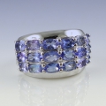 Excellent 925 Silver Ring with genuine Tanzanite Gems SZ 7.5 (Ø 17.8 mm)