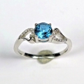 Fine 925 Silver Ring with London Blue Topaz, Size 8 (Ø 18 mm)