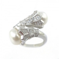Bild 4 von Elegant 925 Silver Ring with 2 Freshwater Pearls, Size 9.5 (Ø 19.5 mm)