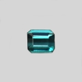 Bild 1 von 0.50 ct. Blaugrüner 5 x 4.3 mm Indigolith Turmalin Oktagon. Seltene Farbe!