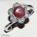 Feiner 925 Silber Ring mit echtem 1.85 ct Mosambik Red Star Stern Rubin GR 56